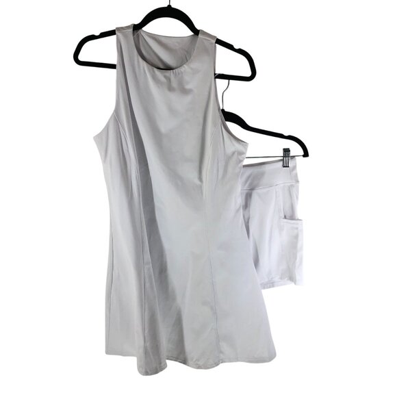 Halara Activewear Mini Dress Open Back High Neck 2 PC Shorts White L - Picture 1 of 3